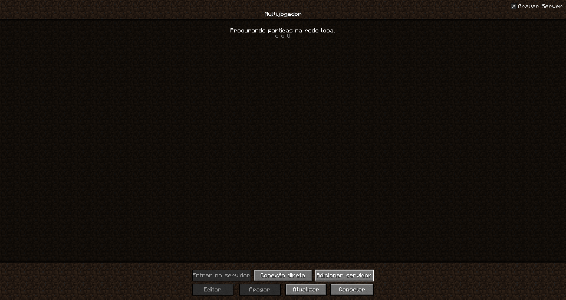 Botão Adicionar Servidor na lista do Minecraft