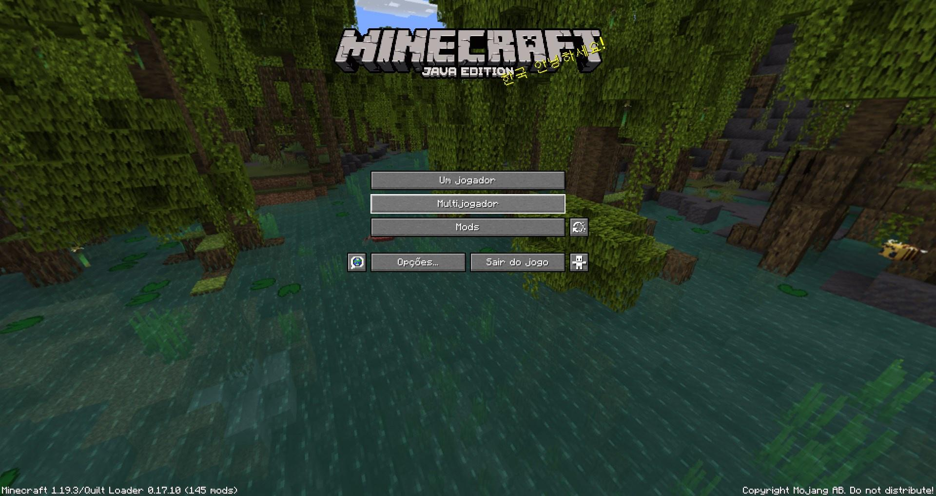 Menu principal do Minecraft com a opção Multijogador